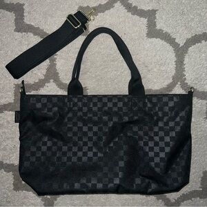 Canvelle Black Checkered Large Crossbody Tote - New Limited Edition